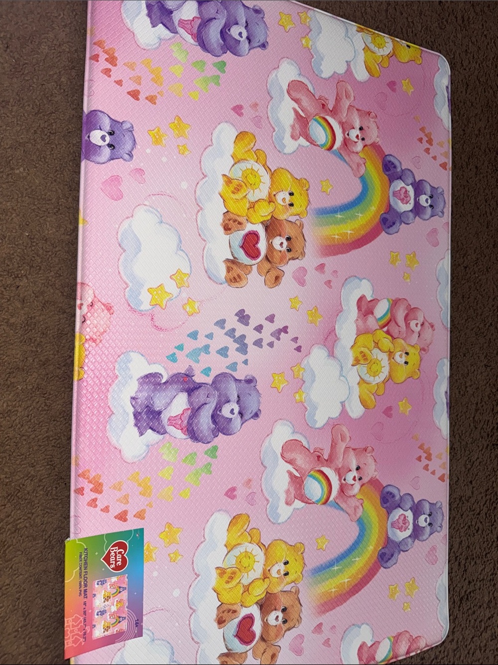 Care Bears Pink Rainbow Kitchen Mat with Multicolor Bears